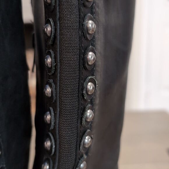 Arturo Chiang "Bes" Black Leather Riding Boot with Studs Sz 9.5 - Picture 9 of 16